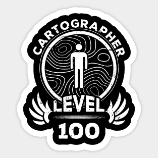 Level 100 Cartographer Mapmaker Gift Sticker